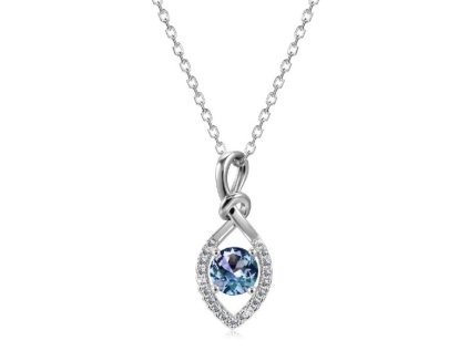 Royal Fashion stříbrný náhrdelník pozlacený 18k bílým zlatem Alexandrit DGPS0049-WG