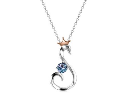Royal Fashion stříbrný náhrdelník pozlacený 18k bílým zlatem Alexandrit DGPS0051-CS
