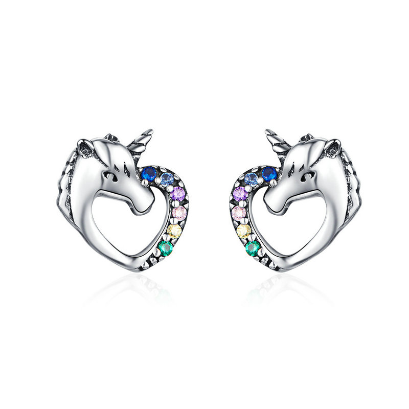 Royal Fashion peckové náušnice Jednorožec Unicorn SCE611