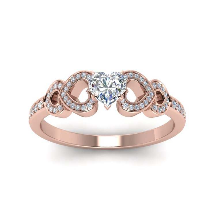 Royal Fashion pozlacený prsten Milovaná srdce 14k růžové zlato MA-R055-ROSEGOLD Velikost: 6