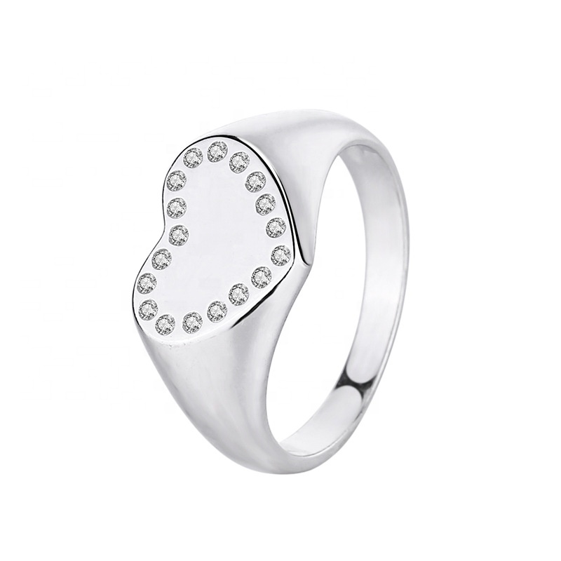 Royal Fashion stříbrný rhodiovaný prsten Třpytivé srdce HA-YJJZ011-SILVER Velikost: 8