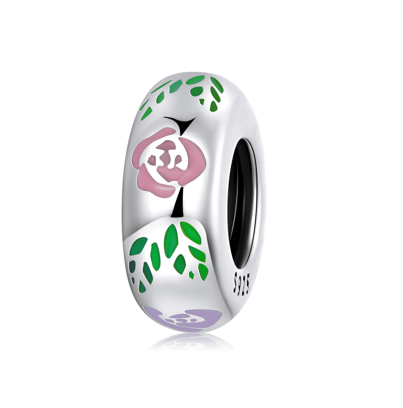 Royal Fashion stříbrný přívěsek spacer Rozkvetlé květy BSC596