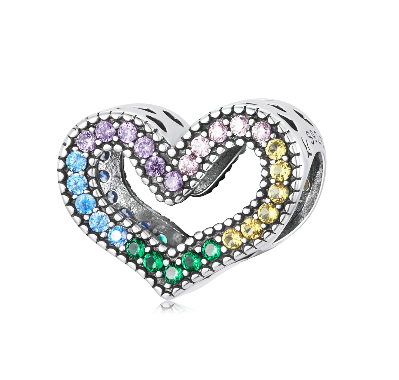 Royal Fashion stříbrný přívěsek Duhové srdce SCC2137