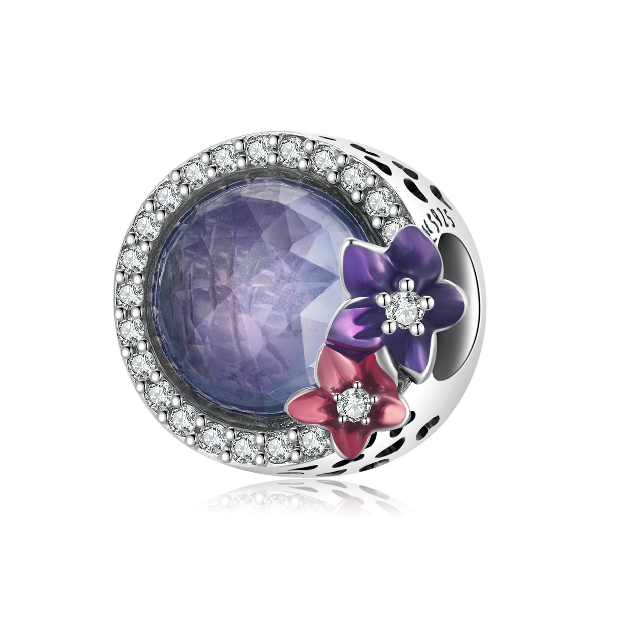 Royal Fashion stříbrný přívěsek Fialové broušené sklo SCC2141