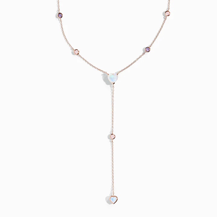 Royal Fashion náhrdelník 18k zlato Vermeil GU-DR24617N-ROSEGOLD-MOONSTONE-ROSEQUARTZ-AMETHYST