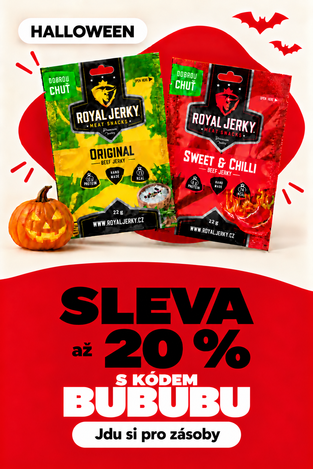 Halloween — Sleva až 20 % s kódem BUBUBU. Jdu si pro zásoby.