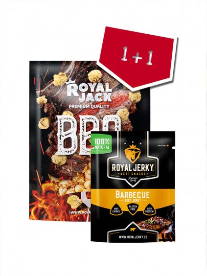 RoyalJerky RoyalJack Susene maso Popcorn BBQ dvojcata 1