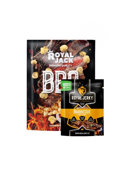 BBQ dvojcata popcorn jerky bilepozadi