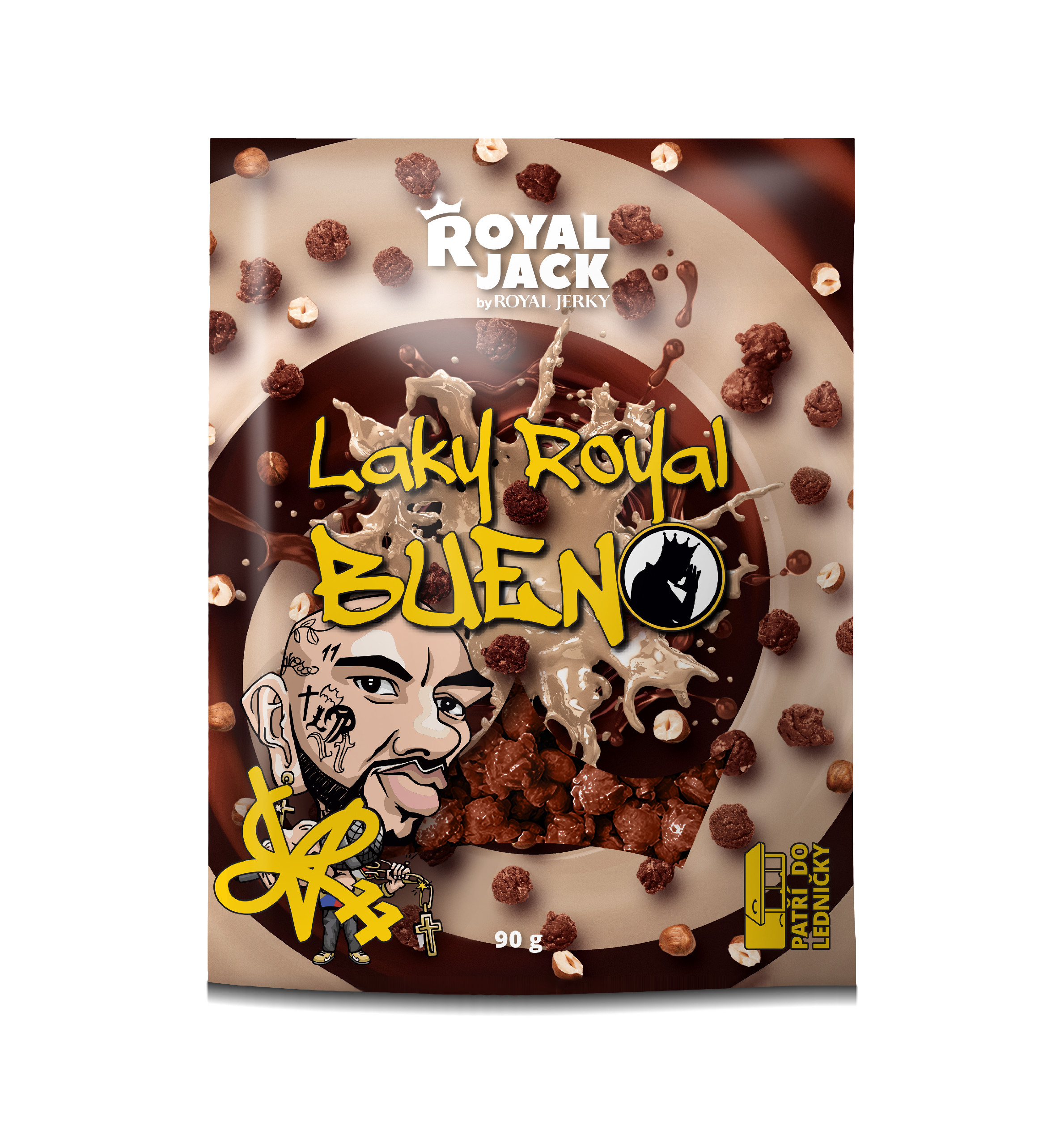 Levně Royal Jack - sladké dobroty Royal Jack - Laky Royal Bueno (popcorn v mléčné čokoládě se smetanou a lískovými ořechy)