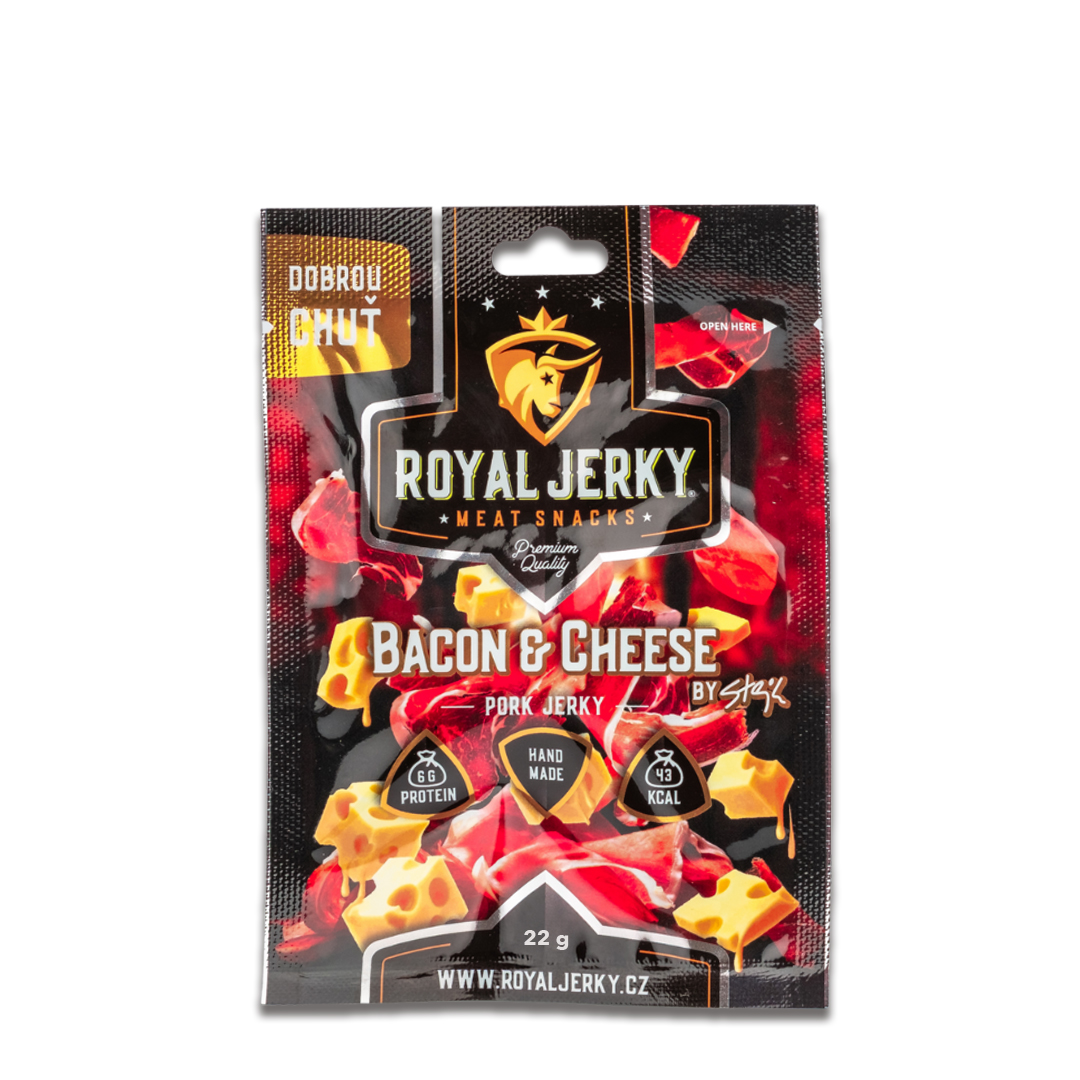 Levně Sušené maso – Royal Jerky | Vepřové, Bacon&Cheese | 22 g