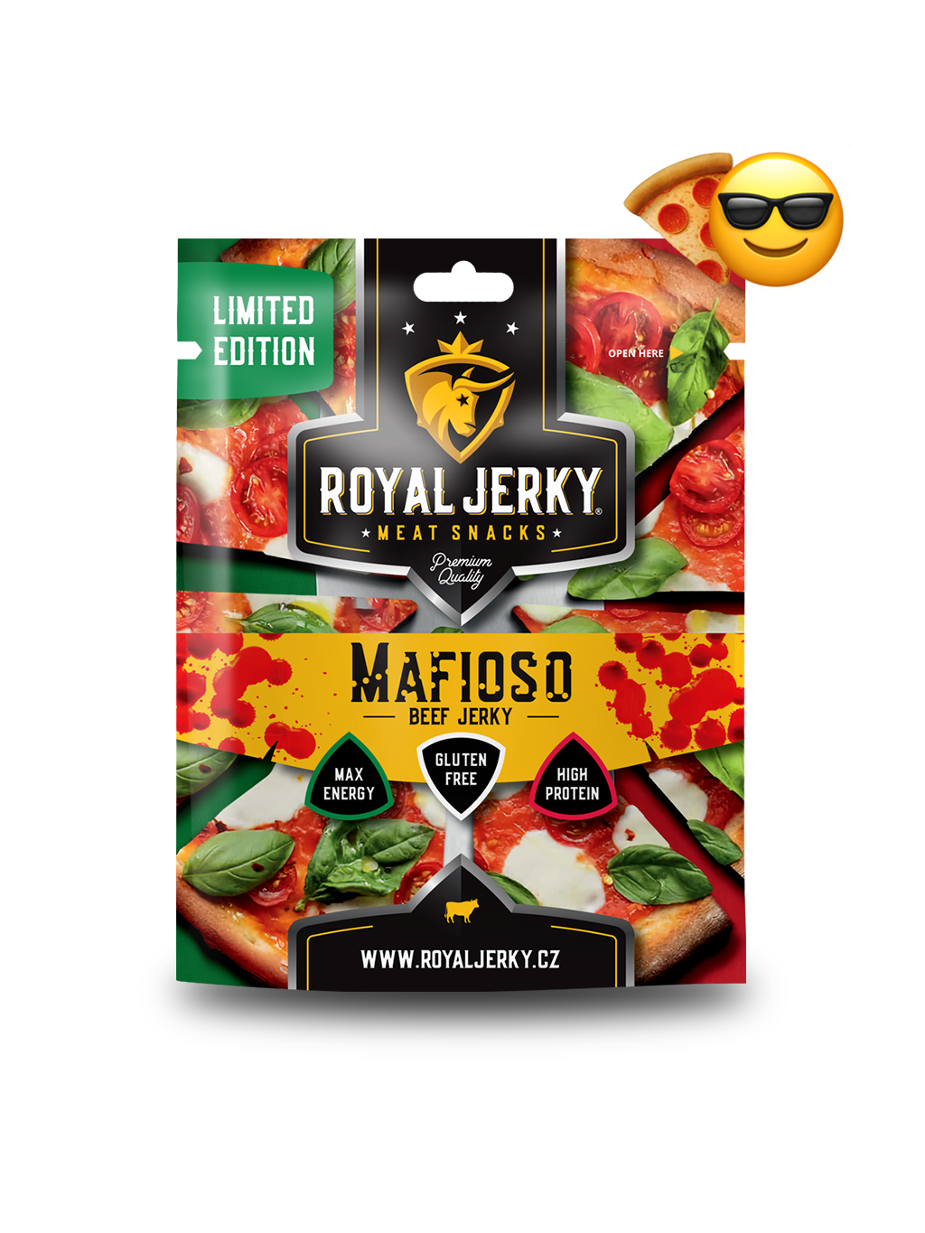 Royal Jerky Mafioso by Stejk (hovězí sušené maso s příchutí pizzy) Gramáž: 22 g