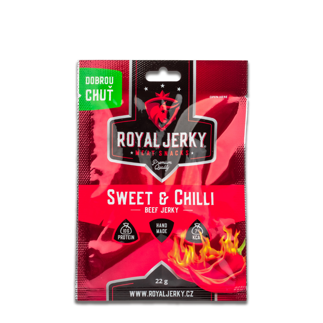 Levně Sušené maso – Royal Jerky | Hovězí, Sweet & Chilli | 22 g