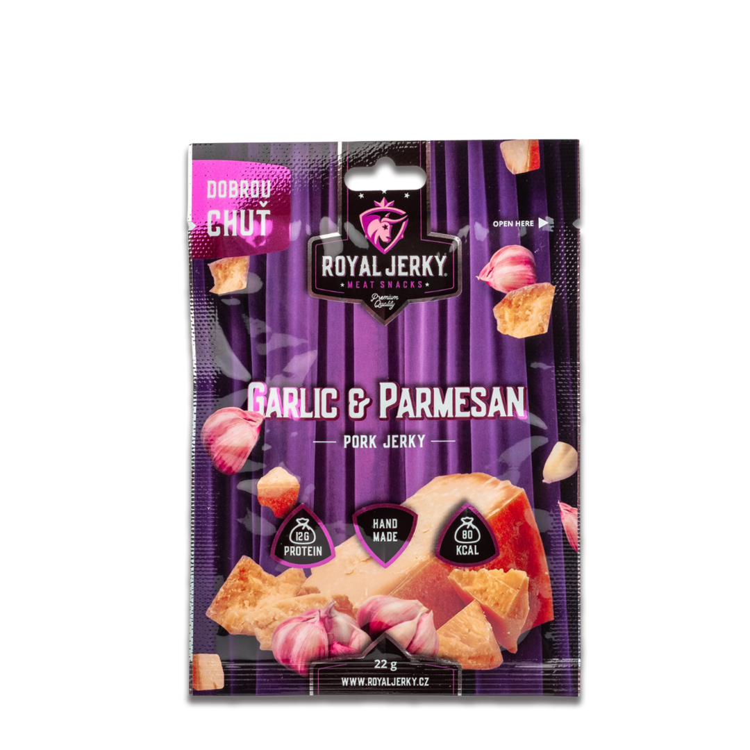 Levně Sušené maso – Royal Jerky | Vepřové, Garlic&Parmesan| 22 g