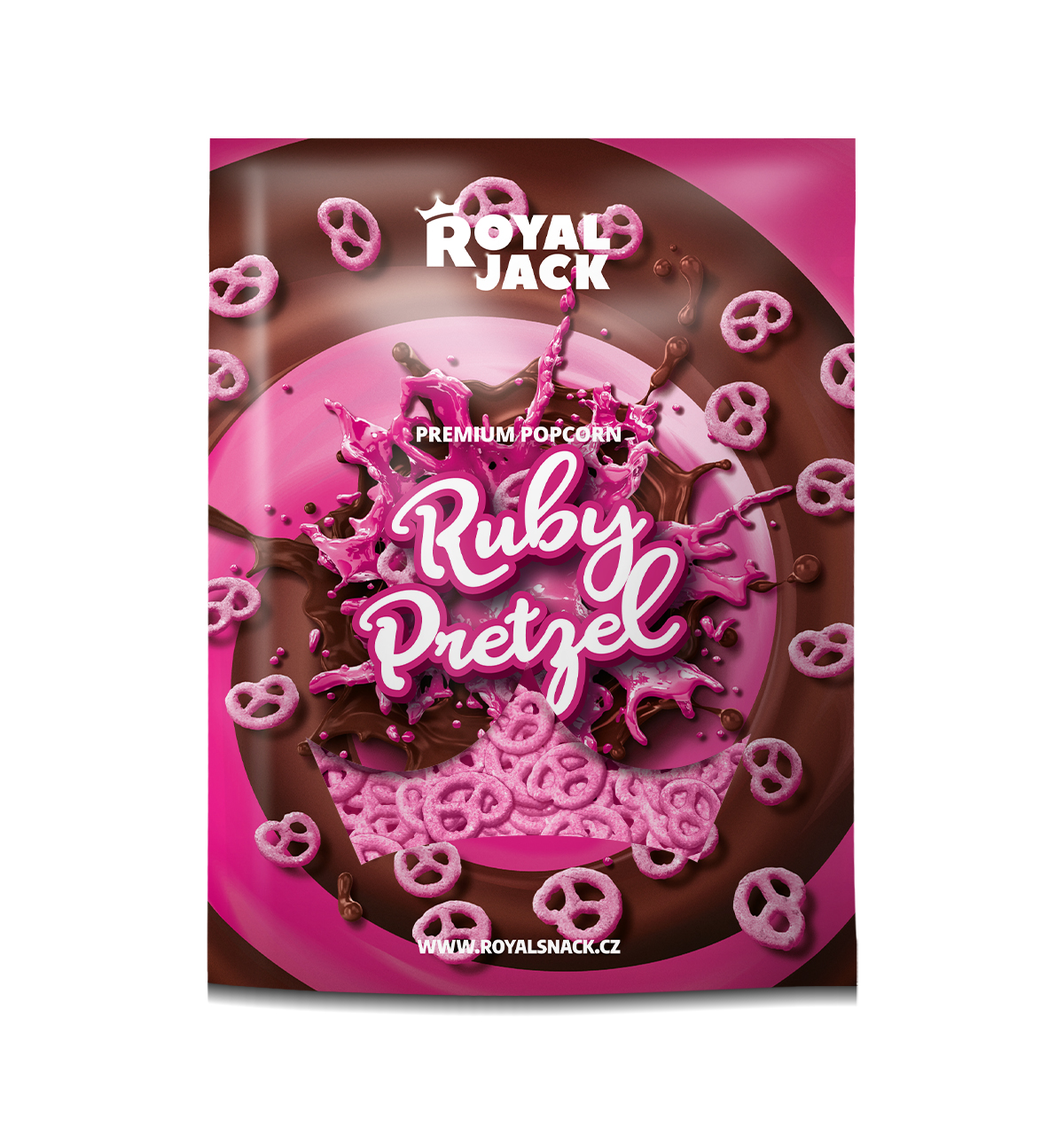 Royal Jack - sladké dobroty Royal Jack - Ruby Pretzel (preclíky v ruby čokoládě)