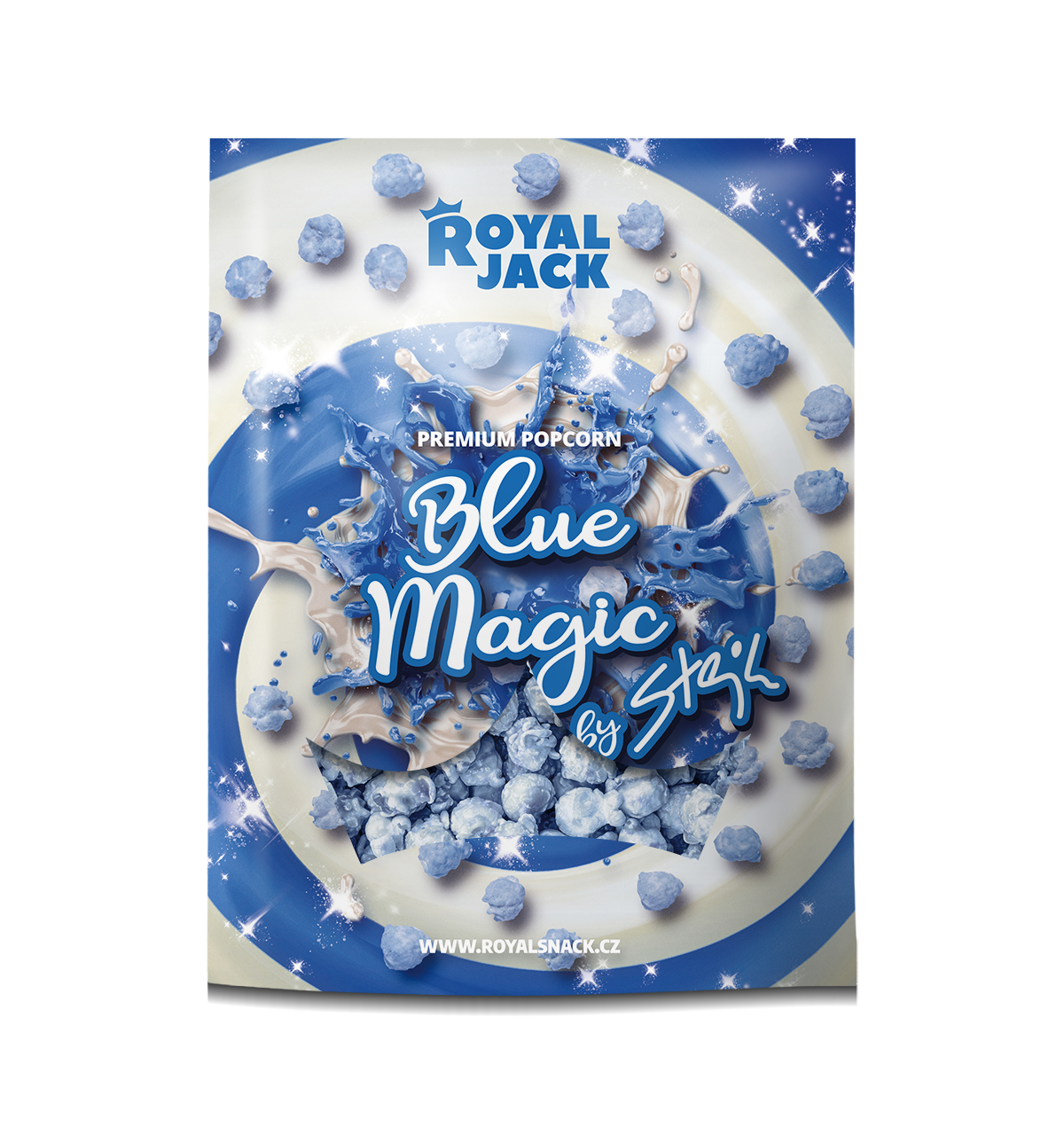 Royal Jack - sladké dobroty Royal Jack - Blue Magic by Stejk (popcorn v bílé čokoládě se spirulinou)