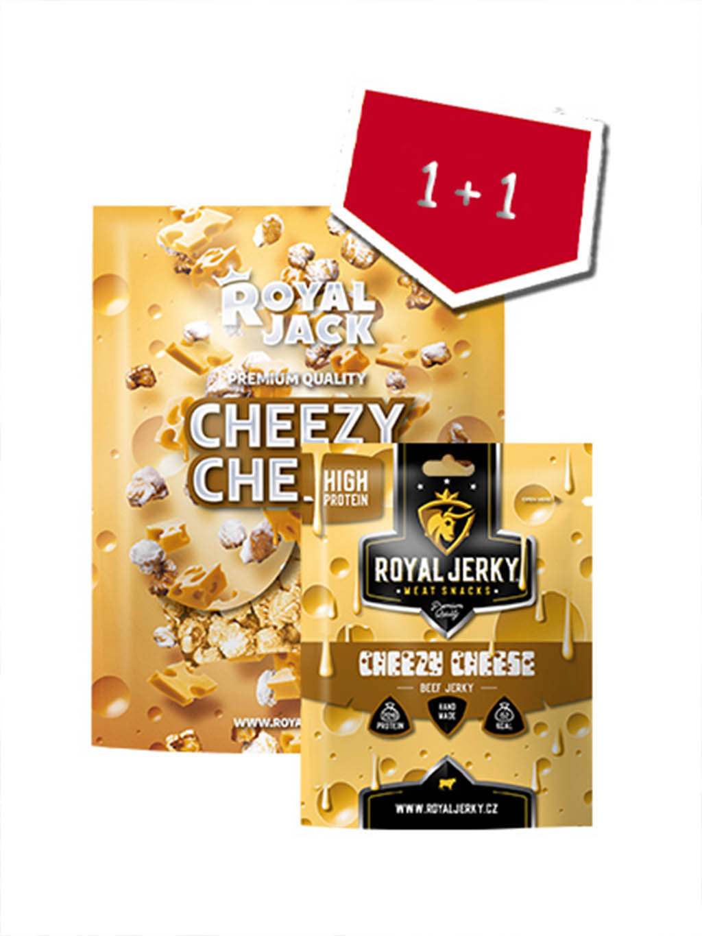 Cheezy&Cheese dvojčata (jerky + popcorn)
