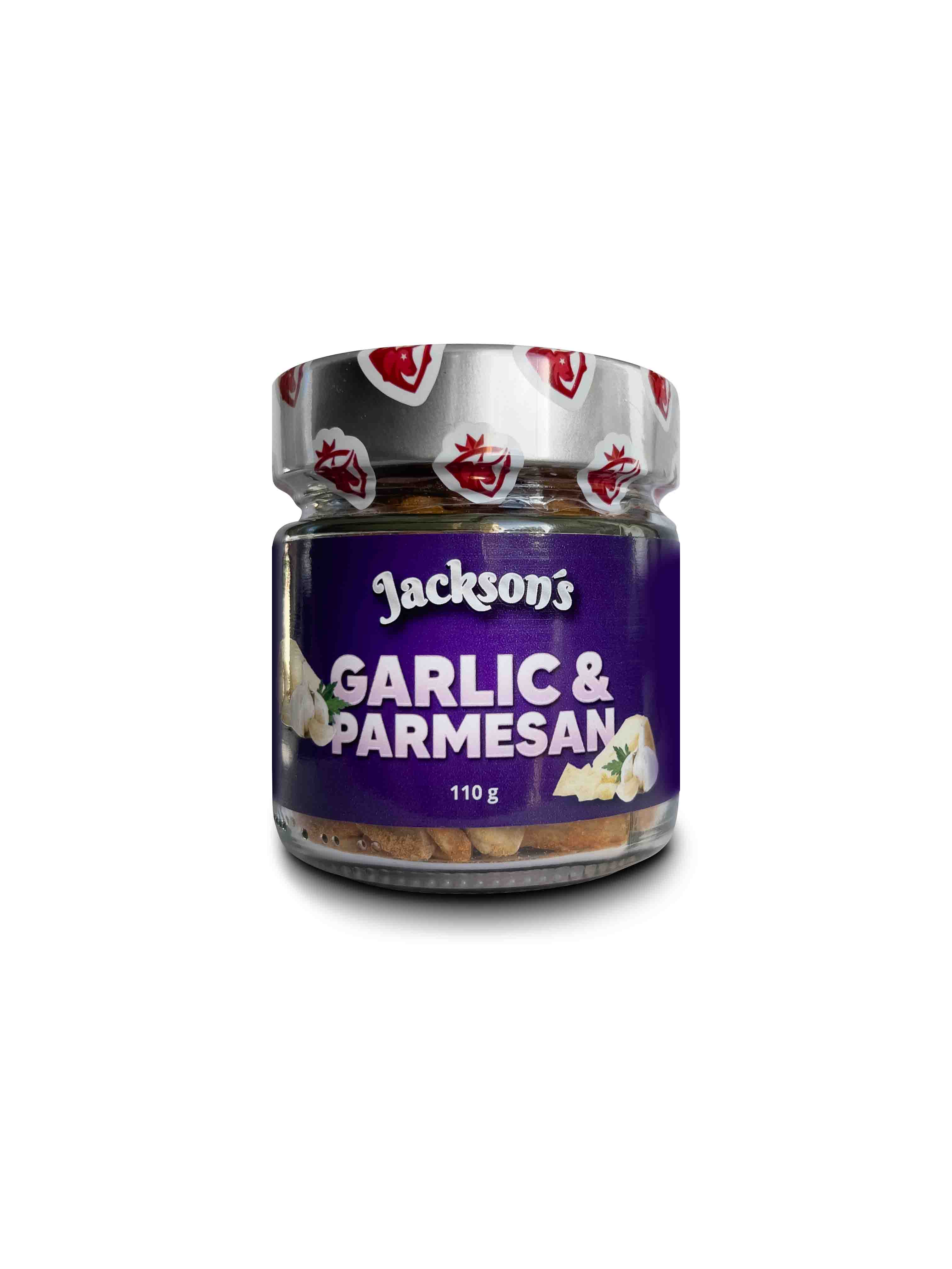 Jackson's Garlic parmesan (kešu oříšky s příchutí česneku a parmezánu)