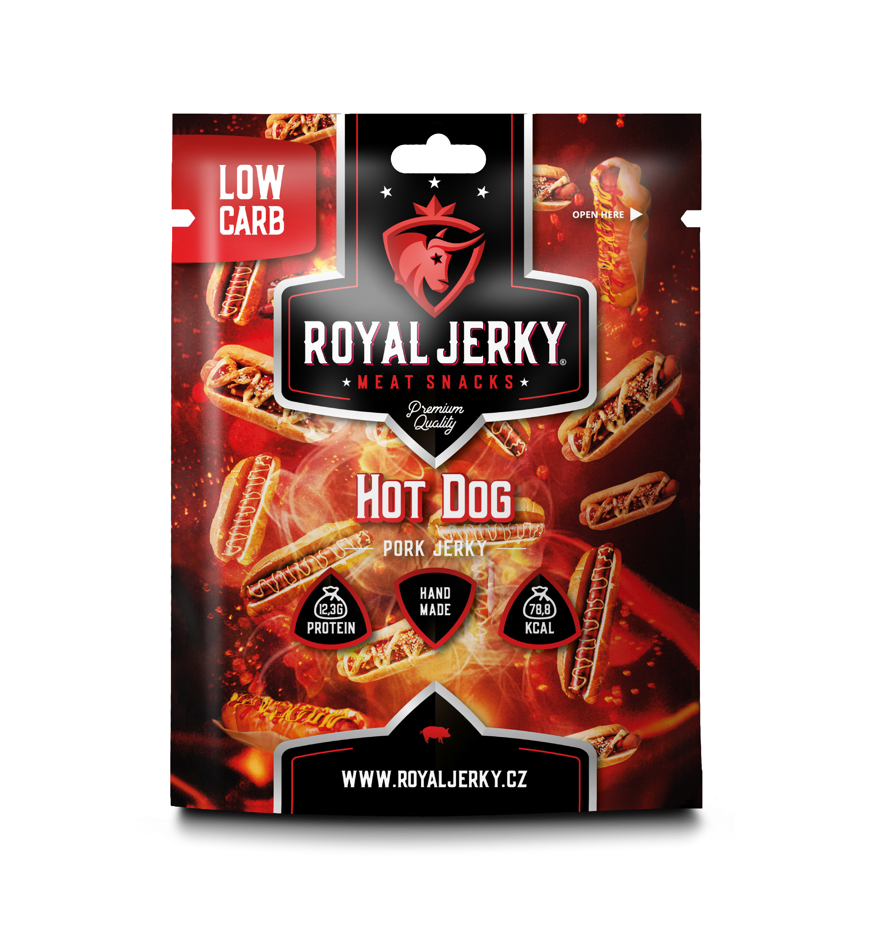 Royal Jerky Hot dog (vepřové sušené maso s příchutí hot dog) - POSLEDNÍ ŠANCE