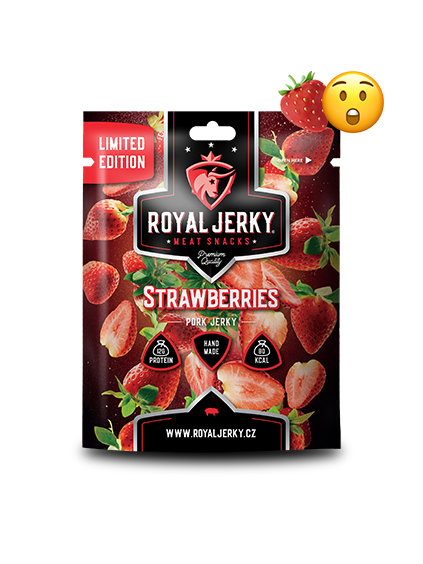 Royal Jerky Strawberry (vepřové sušené maso s příchutí jahody) Balení: LAST CHANCE