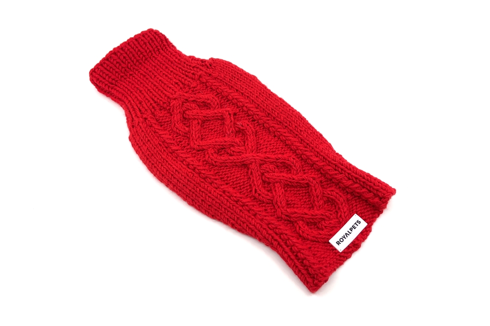 Dvojitě pletený svetr MERINO s rolákem - červený Velikost: M