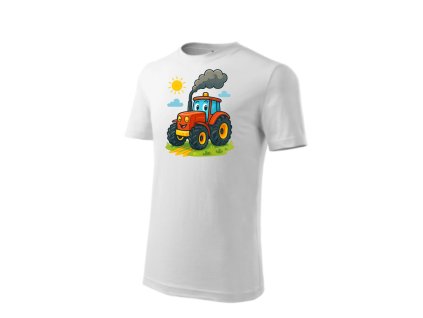 Detské tričko traktorik, biele