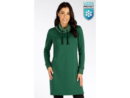 Dámske zateplené šaty mikinové s dlhým rukávom, zelené