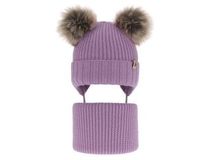 Čiapka a tunel 100% extra fine merino vlna Silvia, fialová