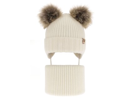 Čiapka a tunel 100% extra fine merino vlna Silvia, krém