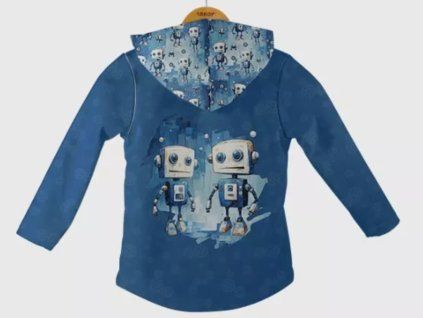 Chlapčenská nepremokavá softshellová bunda modré roboty