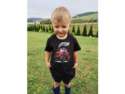 Detské tričko traktor, černé