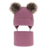 Čiapka a tunel 100% extra fine merino vlna Silvia, ružovofialová