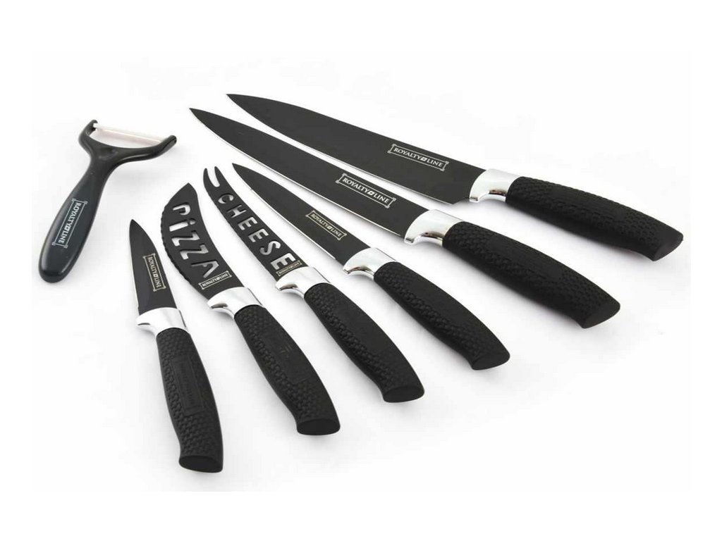 6dílná sada nožů s antiadhezní vrstvou Royalty Line RL-BLK6-W + škrabka