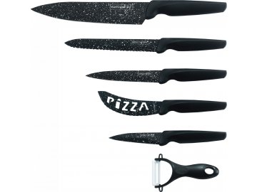 5dílná sada kuchyňských nožů s nepřilnavým povrchem a se škrabkou Royalty Line RL-MB5N / černá