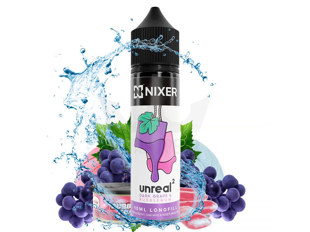 Nixer Unreal 2 - S&V - Dark Grape & Bubblegum - 10ml, produktový obrázek.