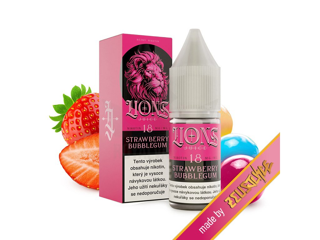 Lions Juice - Strawberry Bubblegum - 18mg, produktový obrázek.
