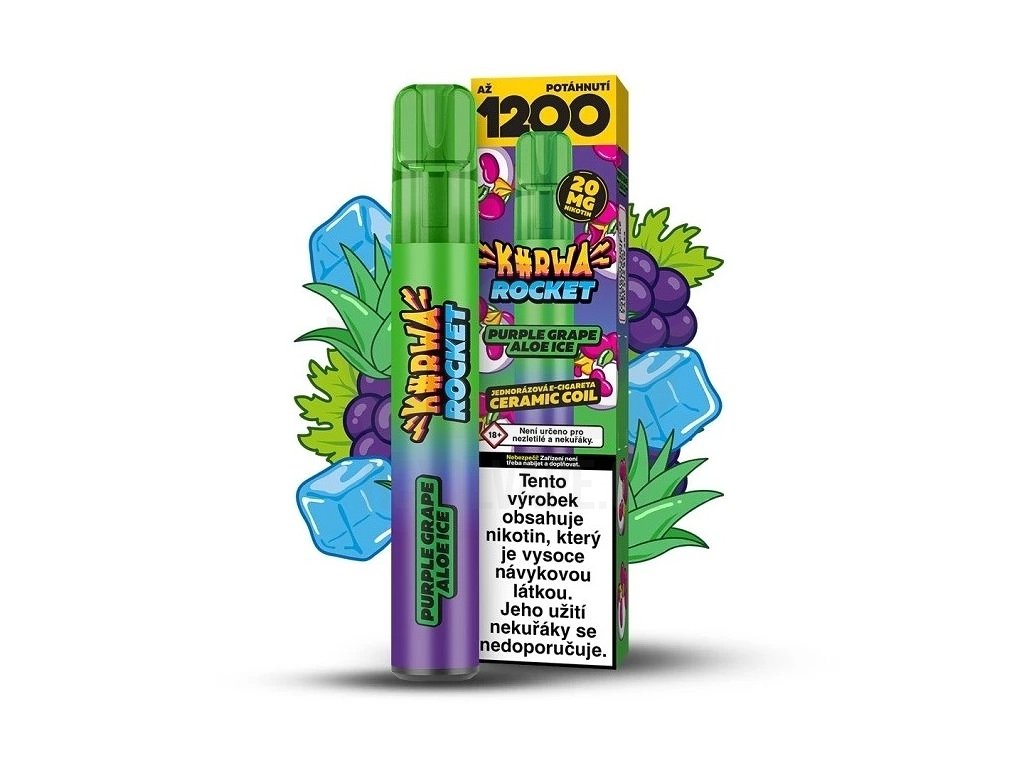 Kurwa Rocket - Purple Grape Aloe ICE - 20mg, produktový obrázek.