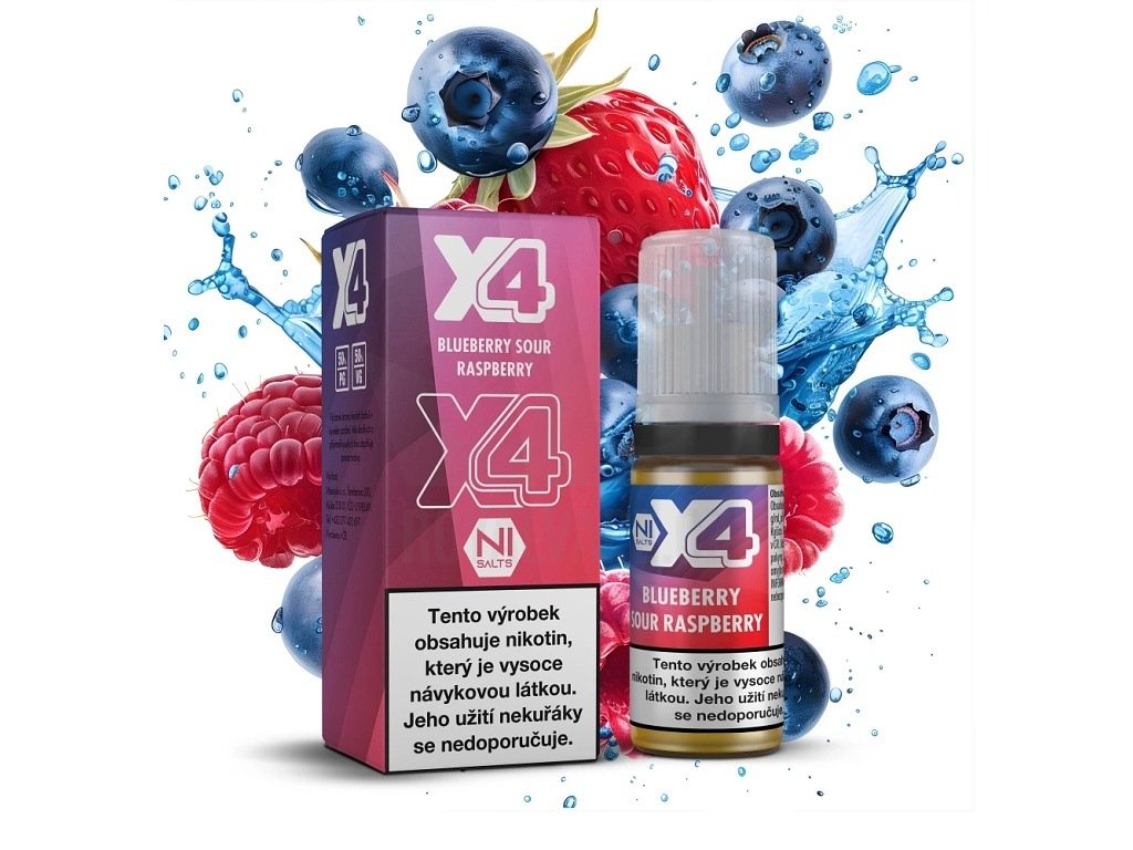 X4 Bar Juice Salt - E-liquid - Blue Sour Raspberry - 20mg, produktový obrázek.