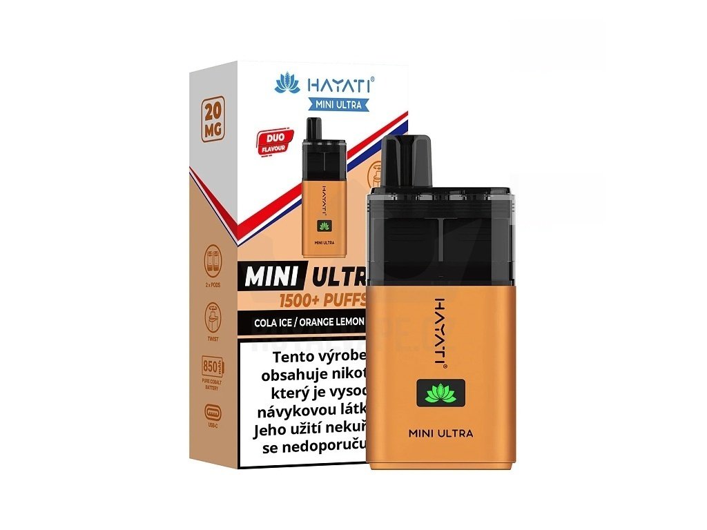 Hayati Mini Ultra 1500 - Cola ICE Orange Lemon & Lime - 20mg, produktový obrázek.