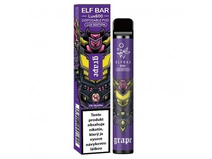Elf Bar 600 Lux Edition - 20mg - Grape (Hroznové víno), produktový obrázek.