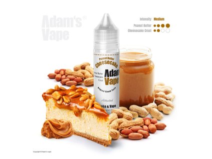 Příchuť Adam's Vape S&V: Peanut Butter Cheesecake (Oříšková bomba na sušenkovém základu) objem 10ml tabáková nálepka Kolek R
