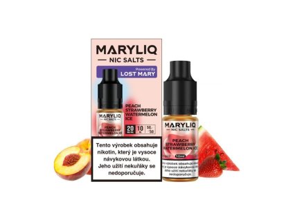 Maryliq Salt Peach Strawberry Watermelon Ice (Broskev, jahoda a vodní meloun) 10ml 20mg