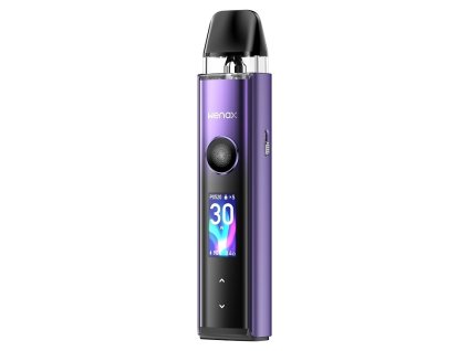 GeekVape Wenax Q Pro Pod Kit Luminous Purple, pokročilá elektronická cigareta s haptickou odezvou a 30W výkonem.