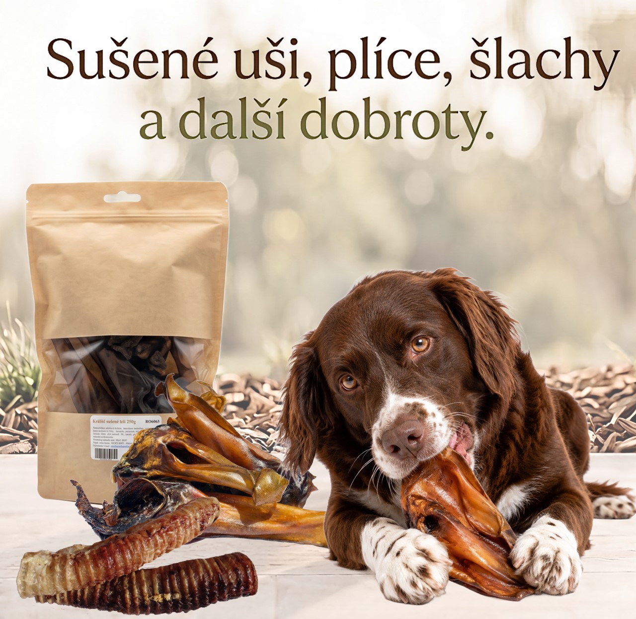 sušené uši, plíce, placky