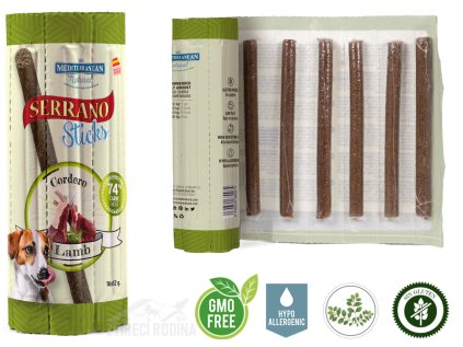 Serrano Dog Sticks Lamb, tyčinka 16 x 12 g