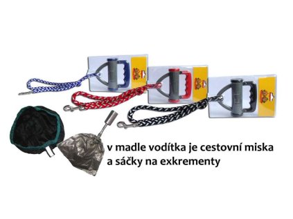 1152 voditko spletane reflexni s cestovni miskou a sacky 15mm x 120cm