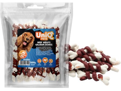 UNIQ PETS Kalciové kostičky obalené hovězí tyčinkou