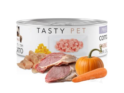 tasty pet premium konzerva pro kocky pate z kachniho masa s dyni