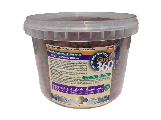 gusto cat adult mix kralik kruta zelenina 0,5kg