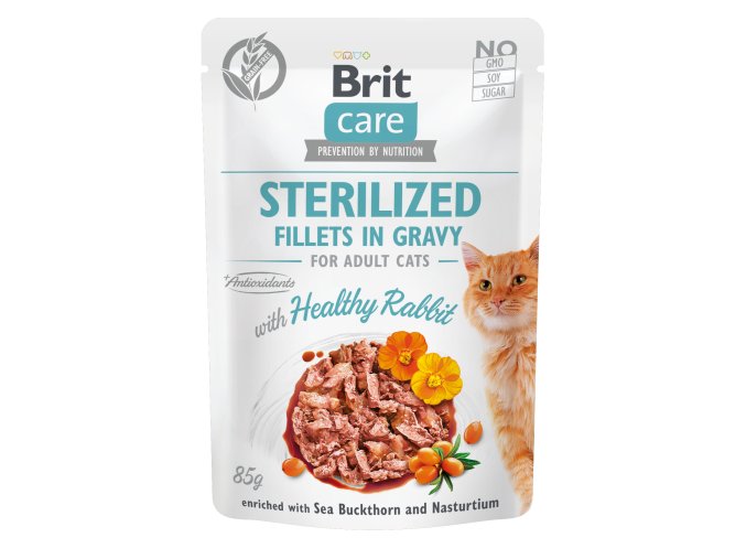 Brit Care Cat Sterilized, Fillets in Gravy with Healthy Rabbit 85 g