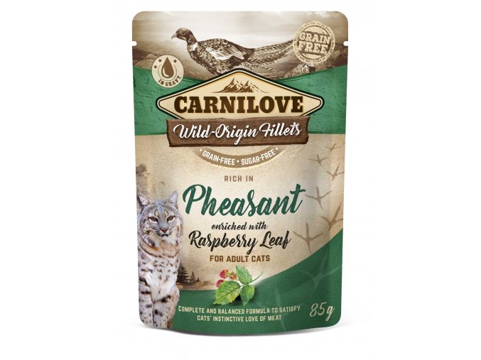 Carnilove Cat Pouch Rich in Pheasant Enriched with Raspberry Leaves 85g
